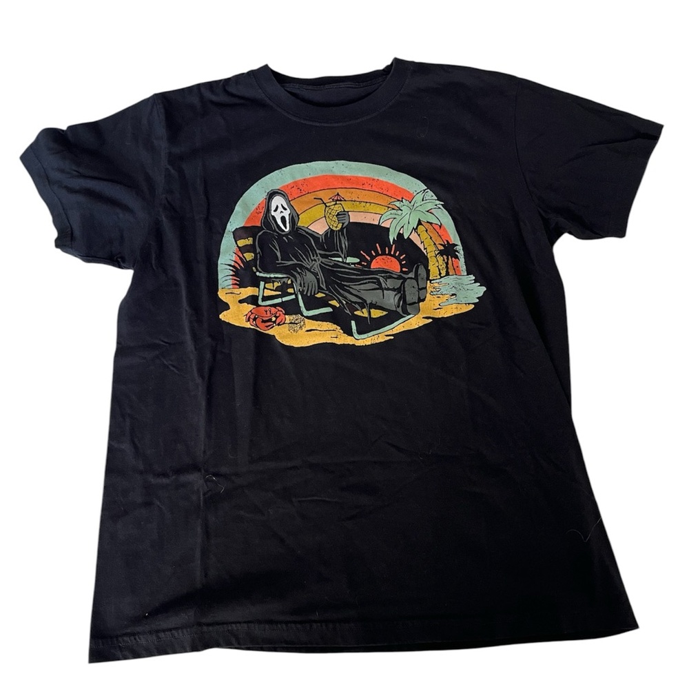 Ghost Face Ghostface L Large Graphic T Tee T-Shirt Black Cotton